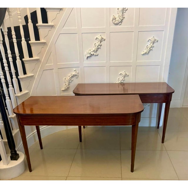 Antique Georgian Mahogany Inlaid Console Tables, 1800, Set of 2 For Sale - Image 4 of 18