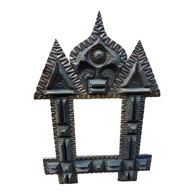 Gothic Revival American Tramp Art Frame With All-Seeing Eyes, C. 1880–1900 For Sale