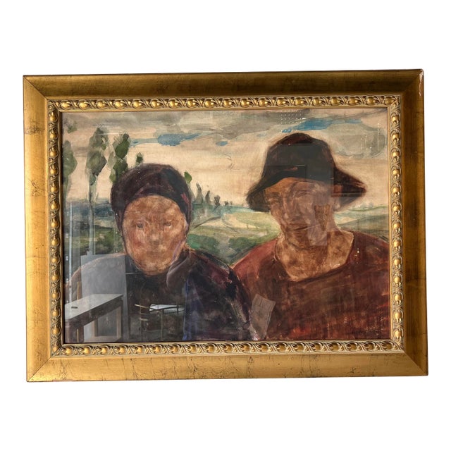 Felix Gogo ( Belgium 1872 -1953 ) Impressionist Abstract Portraits Painting, Framed For Sale