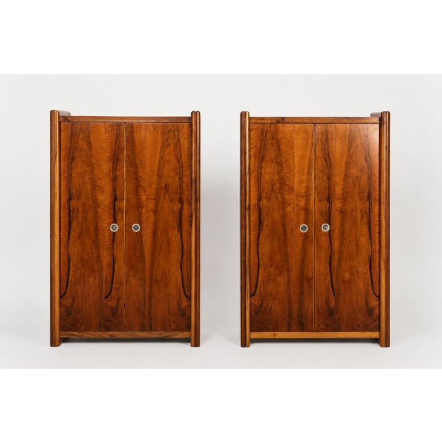 Tall Italian Sideboards in Walnut Veneer, 1980, Set of 2 For Sale - Image 16 of 16