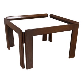 Vintage Italian Wood and Glass Coffee Table, 1970s For Sale