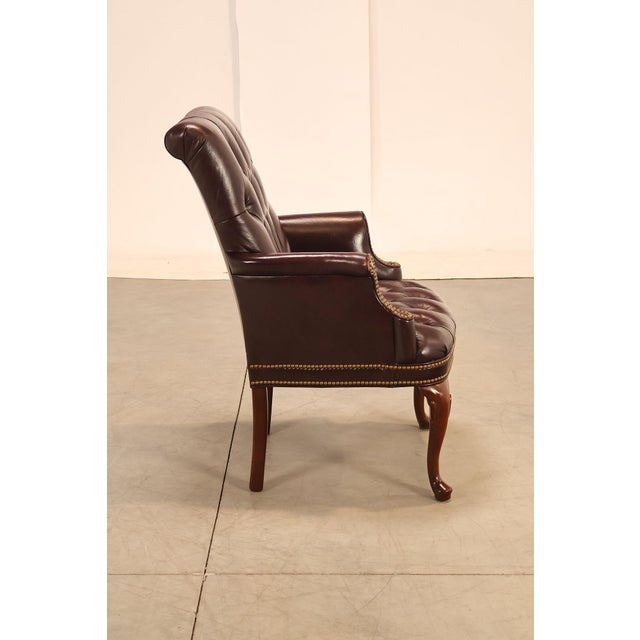Hancock & Moore Pair of Tufted Leather and Mahogany Armchairs For Sale - Image 15 of 18