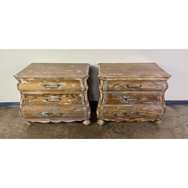 Distressed Louis XV Style Bombe Chests, Solid Wood, 1930s French For Sale - Image 4 of 18
