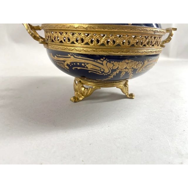 Early 20thC French Sevres Style Blue Porcelain Dish Bowl For Sale - Image 9 of 14