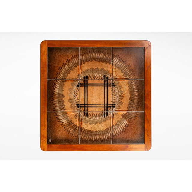 Danish Modern End Table - Accent Table in Teak W/ Ceramic Tile Mosaic Inlay by Johannes Andersen, Denmark, C. 1970's For Sale In Orlando - Image 6 of 18