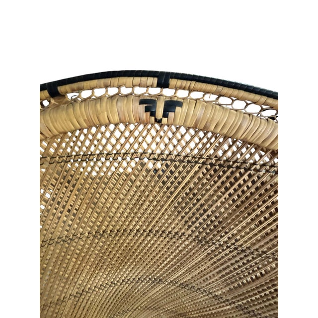 Vintage Boho Revival Peacock Style Wicker Accent Chair With Fan Back For Sale - Image 9 of 12