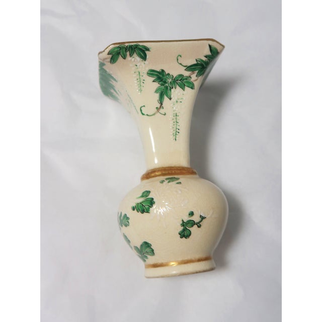 Late 19th Century Japanese Satsuma Miniature Vase With Green Leaves and Branches, and Beautiful Flowers in Relief in White For Sale - Image 12 of 18