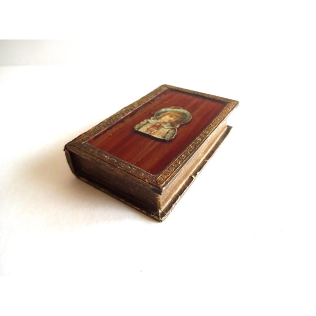 Wood Early 20th Century Vintage French Faux Book Jewelry Box For Sale - Image 7 of 11