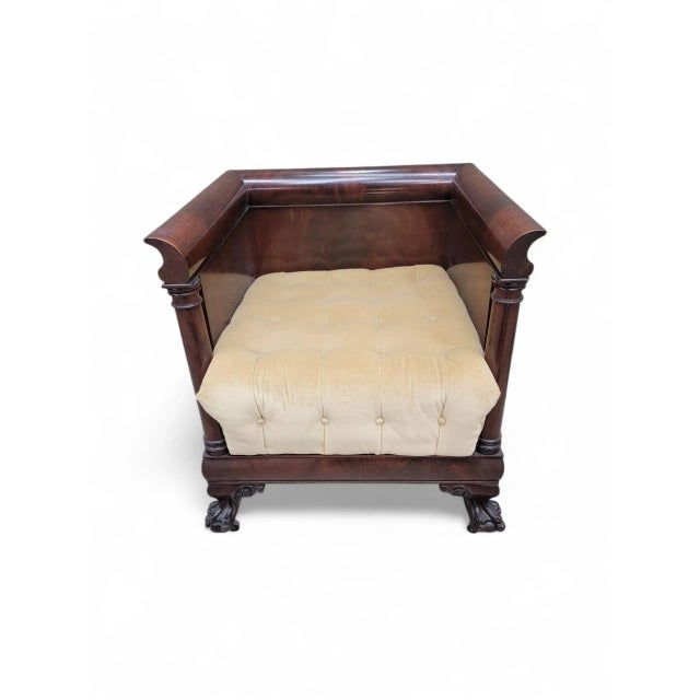 Antique English Colonial Mahogany Cube Chair For Sale - Image 4 of 9