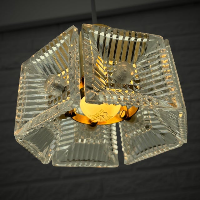 Pendant Lamps in Brass and Glass by Carl Fagerlund for Orrefors, Sweden, 1960s, Set of 2 For Sale - Image 6 of 11