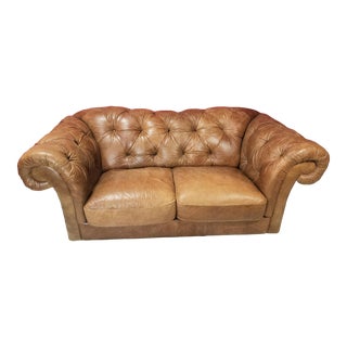 Natuzzi Italian Leather Sofa Hollywood Regency Vintage For Sale