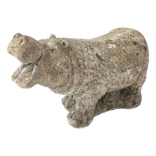 Composite Stone Hippopotamus Garden Ornament, English 20th Century For Sale