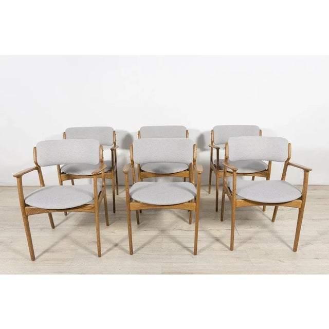Mid-Century Modern Oak Model 49 Dining Chairs by Erik Buch for Odense Maskinnedkeri O.D. Furniture, 1960s, Set of 6 For Sale - Image 3 of 18
