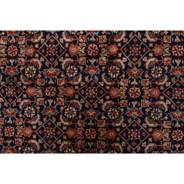 Blue Sarouk Rug 6’5” X 8’4” Blue Wool Vintage Traditional Hand-Knotted Carpet For Sale - Image 8 of 12