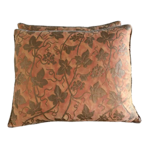 Pair of Fortuny “Moresco” Textile Pillows With Velvet Backs