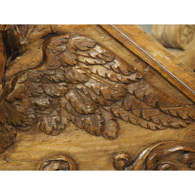 18th Century French Carved Oak Overdoor Pediment With Winged Cherub For Sale - Image 12 of 18
