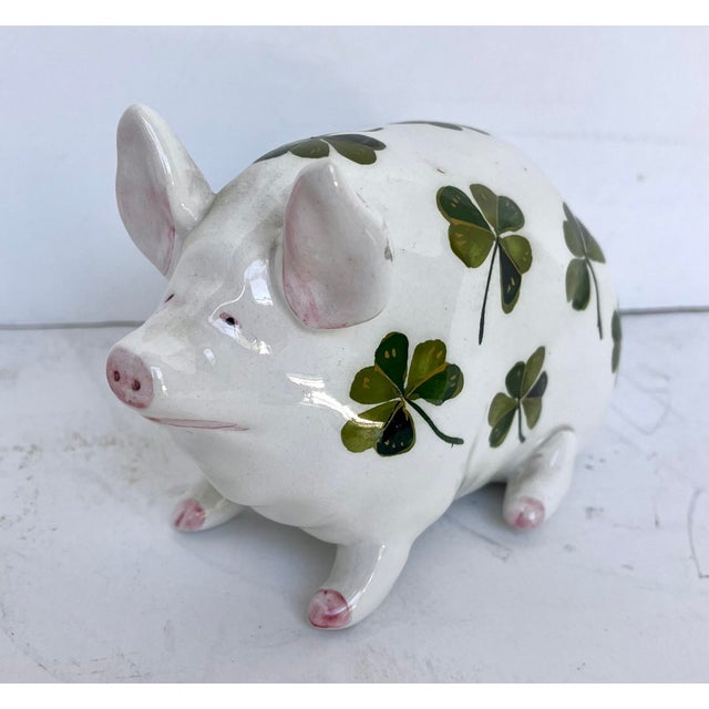 Imported from England. Hand painted Wemyss shamrock covered ceramic pig. Traditionally a symbol of good luck, this...