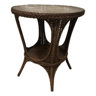Antique Victorian Wicker Two-Tier Parlor Table, Attributed to Heywood-Wakefield For Sale