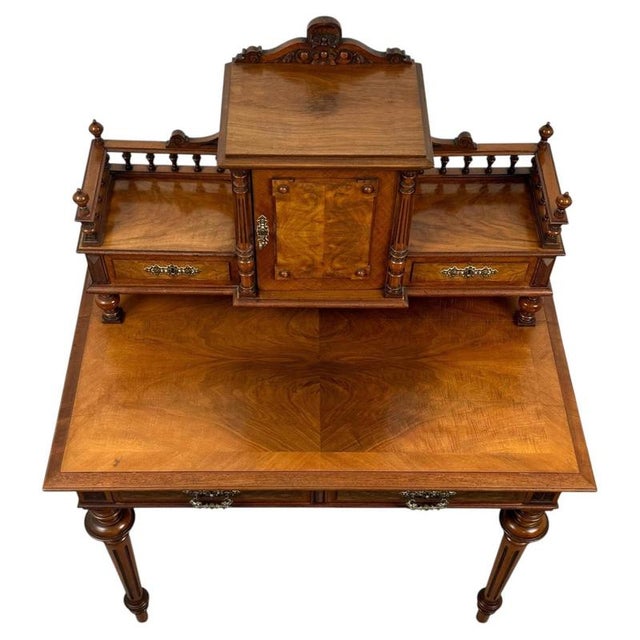 19th Century French Walnut Writing Table For Sale - Image 3 of 13
