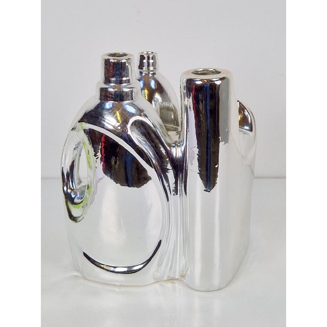 Silver Silver Ceramic Vases and Cleaning Bottles from Pols Potten, 1990s, Set of 3 For Sale - Image 8 of 13