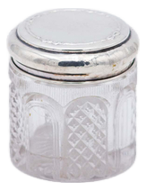 Cut Glass Bottle with Silver Lid