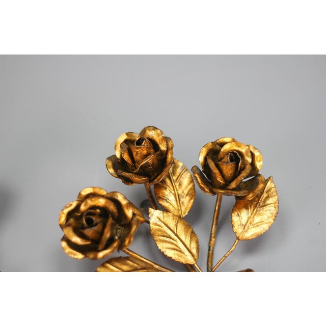 Italian Gilt Metal Rose Coat Hooks, 1960s, Set of 2 For Sale - Image 4 of 18