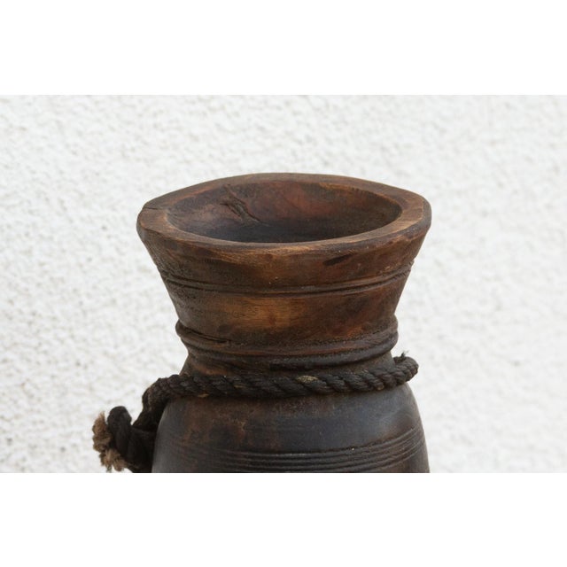 Farmhouse Antique Slim Patinated Wood Jar For Sale - Image 3 of 6