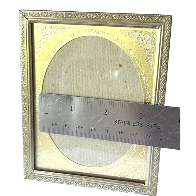 Vintage Silver Picture Frame for Oval 3"x4" Picture Ornate Repoussé Mat & Beaded Border For Sale - Image 9 of 9
