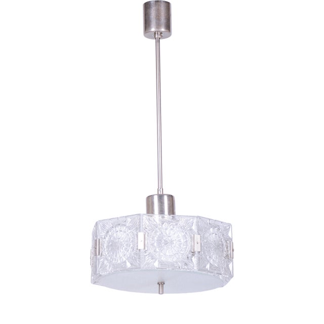 Mid-Century Czech Chrome Pendant Light attributed to Kamenický Šenov, 1950s For Sale