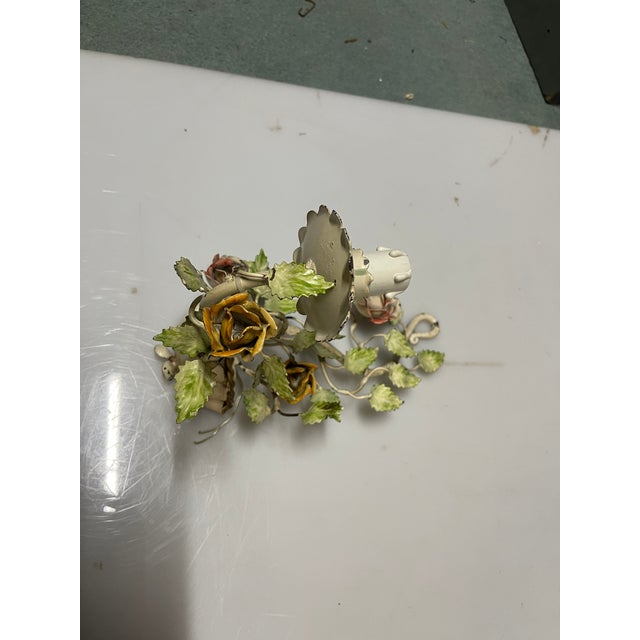 Gold Tole Flower Sconces, 1960s, Set of 2 For Sale - Image 8 of 16