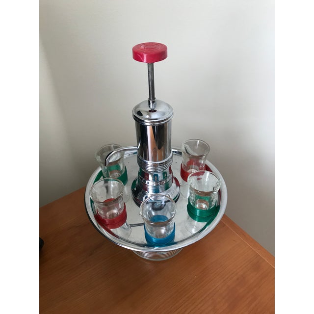 Vintage 1950’s Liquor Dispenser & Shot Glasses Chairish