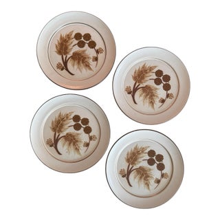 Set of Four (4) Denby Greenwheat Dinner Plates 9.75 Inches | Made in England Vintage Stoneware For Sale