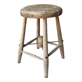 Circa 1910/1920 Rustic Chic Oak Wood “Model 1883 Military Mess Hall Stool” For Sale