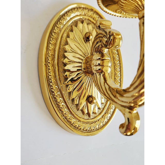 Neoclassical Style Brass Wall Sconces - A Pair For Sale In New York - Image 6 of 12