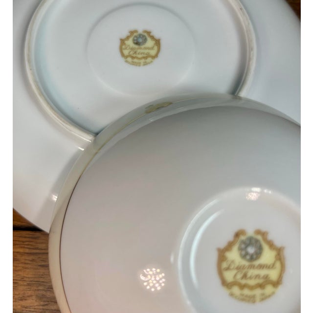 Black Vintage Diamond China (Occupied Japan) Cup & Saucer For Sale - Image 8 of 8