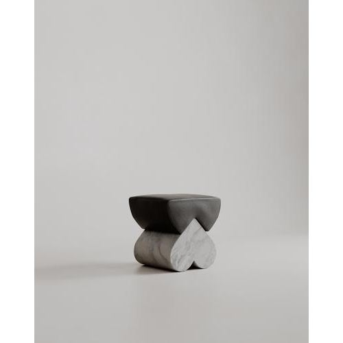 Textile White Marble Heart-Shaped Cushion Amarino Seat by Esther Knopfler For Sale - Image 7 of 17