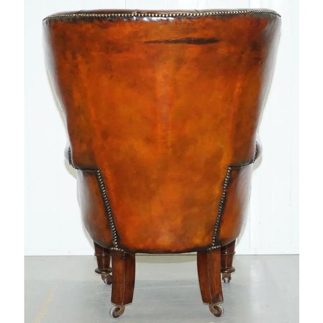 Regency Chesterfield Brown Leather Porters Armchair in the Style of Gillows For Sale - Image 10 of 13