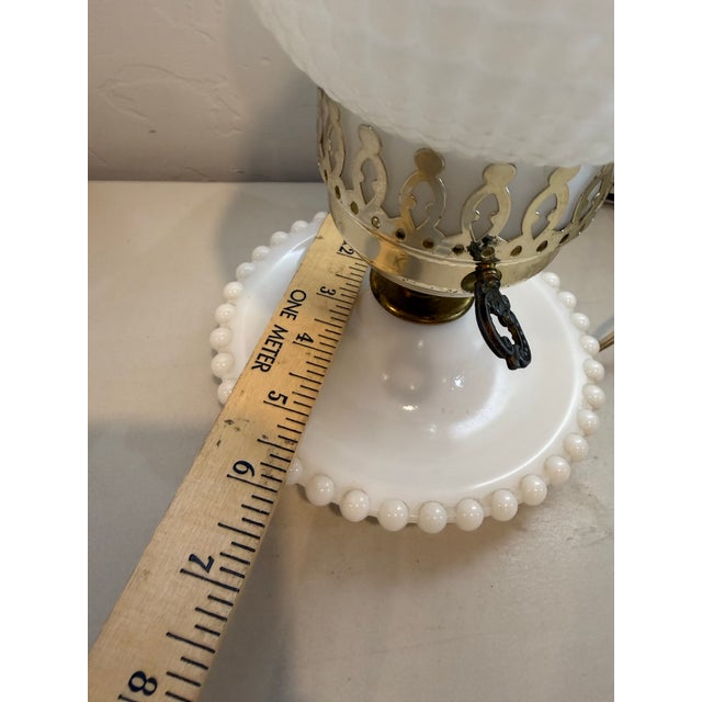 Vintage Hobnail Milk Glass 11" T Lamp Hurricane Electric Parlor Table Boudoir For Sale - Image 10 of 12