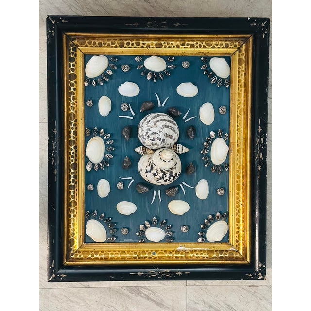 Coastal Antique Frame With Shell Artwork For Sale - Image 3 of 7