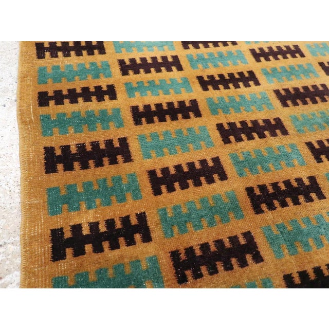 Art Deco Galerie Shabab Collection Mid-20th Century Turkish Anatolian Deco Throw Rug For Sale - Image 3 of 8