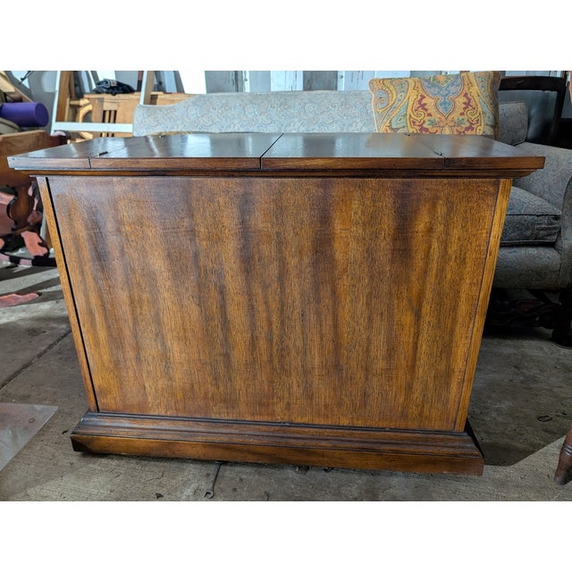 Century Furniture Walnut Flip-Top Bar Cabinet Server With Black Laminate For Sale - Image 10 of 15