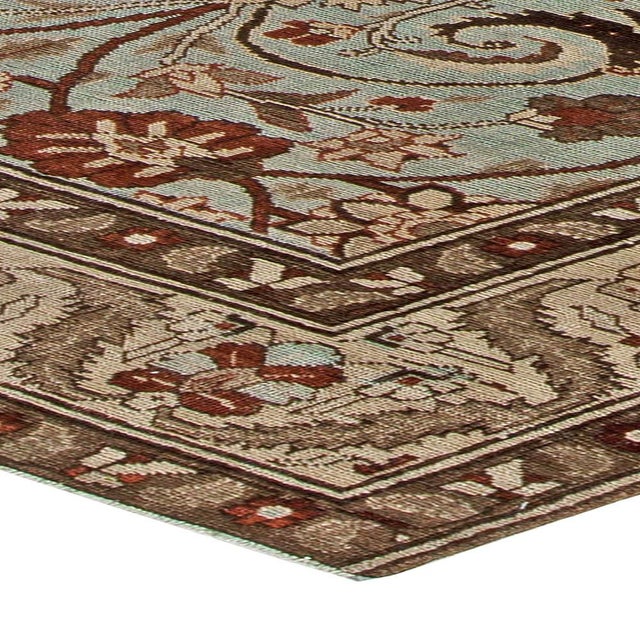 Persian Vintage Persian Tabriz in Shades of Deep Terracotta, Blue, Gray and Beige Carpet For Sale - Image 3 of 3
