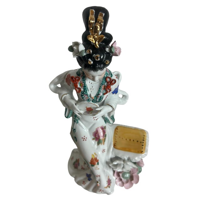 Vintage Japanese Geisha Porcelain Statue Asian Figure For Sale - Image 10 of 12