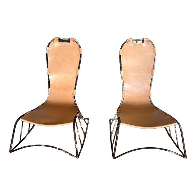 Italian Saddle-Stitched Rocking Chairs, Set of 2 For Sale