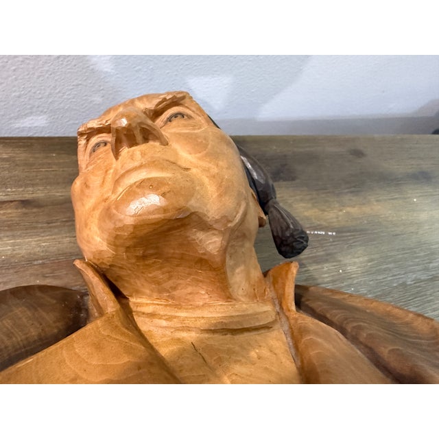 Vintage Hans Huggler Wyss Wood Carved Bust Old Man - Unsigned For Sale - Image 4 of 18