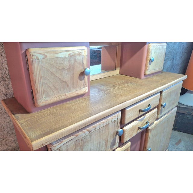 Metal Vintage Mado 2-Body Kitchen Buffet with Cathedral Glass, 1950s For Sale - Image 7 of 11