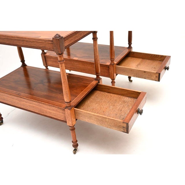 Georgian Inlaid Yew Wood Side Tables, 1930, Set of 2 For Sale - Image 9 of 11