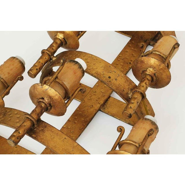 Large Vintage French Wrought Iron Wall Sconce For Sale - Image 7 of 9