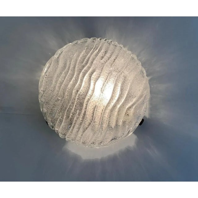 Mid-Century Ice Glass Flush Mount or Wall Light, Germany, 1960s For Sale - Image 8 of 18