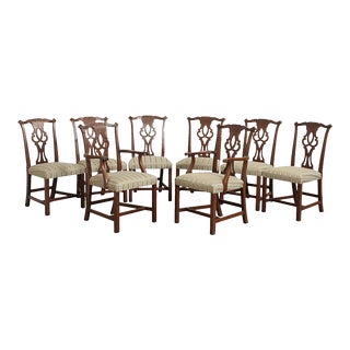 Kittinger Chippendale Style Set Eight Mahogany Dining Chairs For Sale